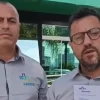 Presidente Cleber Ricardo da Silva Cândido falando sobre a greve dos trabalhadores na frente do Hospital Unimed