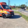 Viatura dos Bombeiros de Morro da Fumaça que atendeu a ocorrência da queda da vítima em Criciúma