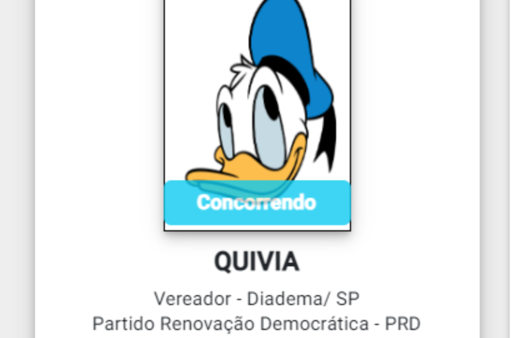 Candidata é cadastrada com foto do Pato Donald na Justiça Eleitoral
