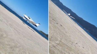 Avião de pequeno porte faz pouso de emergência em praia de SC