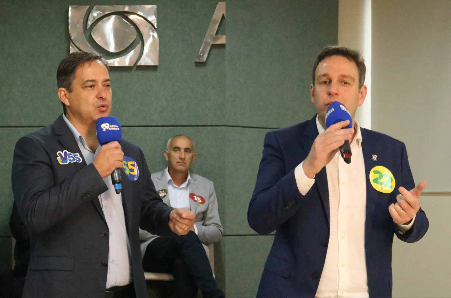 Ricardo Guidi e Vaguinho Espíndola durante debate promovido pela Rádio Cidade em Dia e Portal SCTodoDia nesta segunda-feira (09)