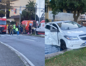 Motociclista é hospitalizado após colisão com carro em Floripa