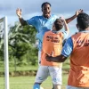 Thauan comemorando o gol da vitória do Caravaggio sobre o Brusque pela Copa SC Sub-21