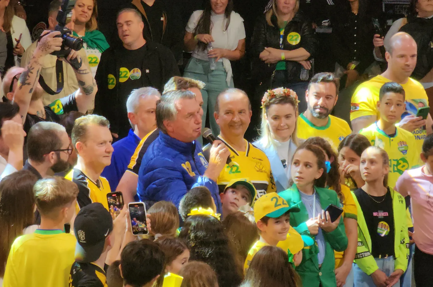 Jair Bolsonaro participa de comício de Ricardo Guidi em Criciúma, com a presença de lideranças do Partido Liberal