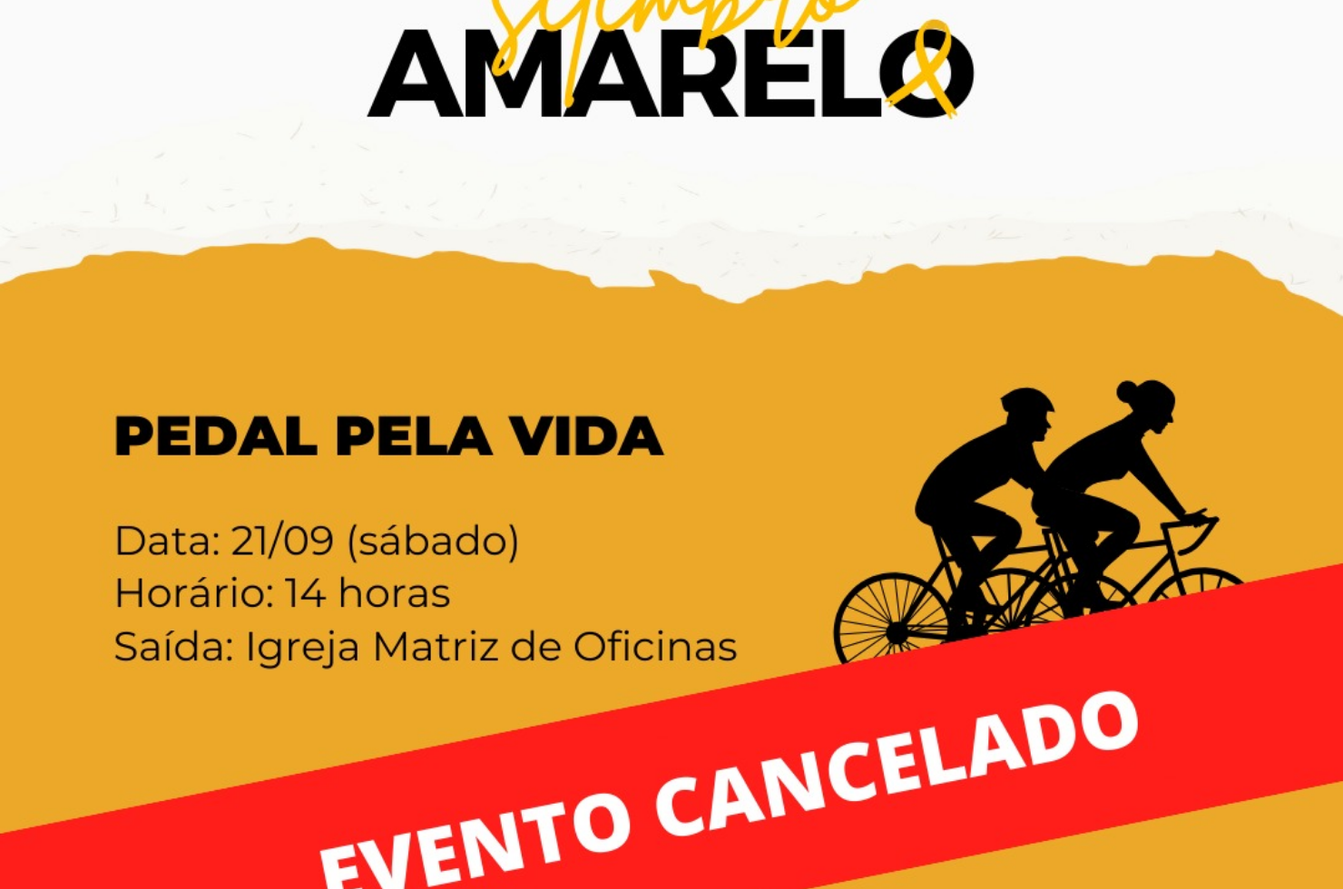 Evento do Setembro Amarelo que seria realizado neste sábado (21), é cancelado