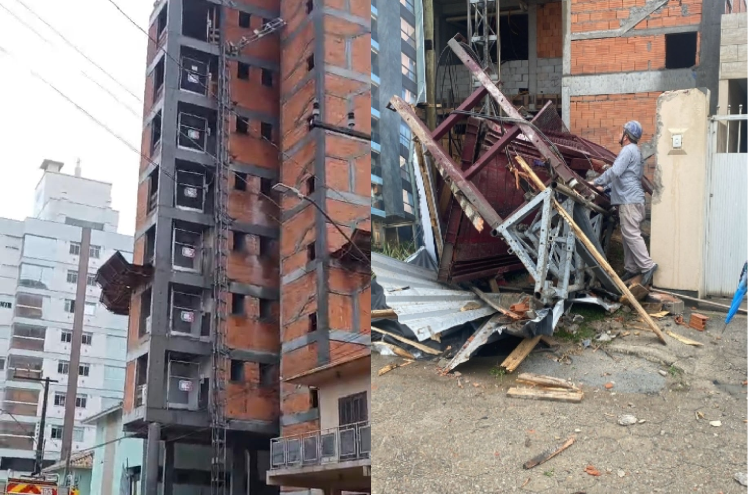 [VÍDEO] Elevador de prédio em construção cai e deixa ao menos dois mortos em Imbituba