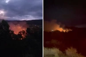 Incêndio de grandes proporções atinge vegetação em Criciúma (VÍDEO)