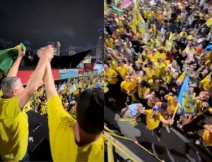 Multidão comemora a eleição de Robison na Beira Rio