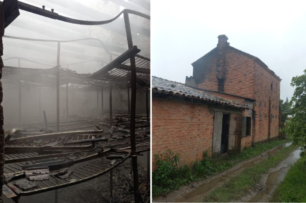 Incêndio atinge estufa de fumo em Içara