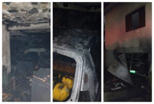 Garagem de residência é destruída por incêndio em Criciúma