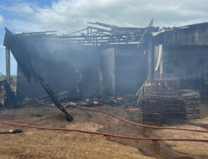 Bombeiros controlam incêndio em estufa de fumo em Forquilhinha
