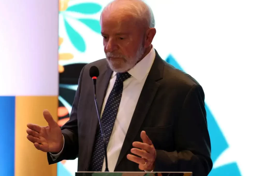 Presidente Lula, durante aparição pública