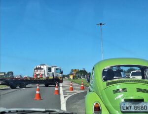 Obras causam lentidão na BR 101 Sul