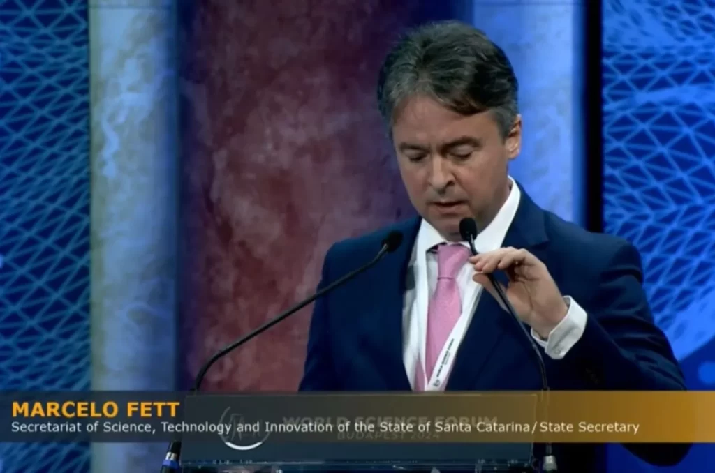 Marcelo Fett, secretário de Estado da Ciência, Tecnologia e Inovação de Santa Catarina, durante o World Science Forum em Budapeste