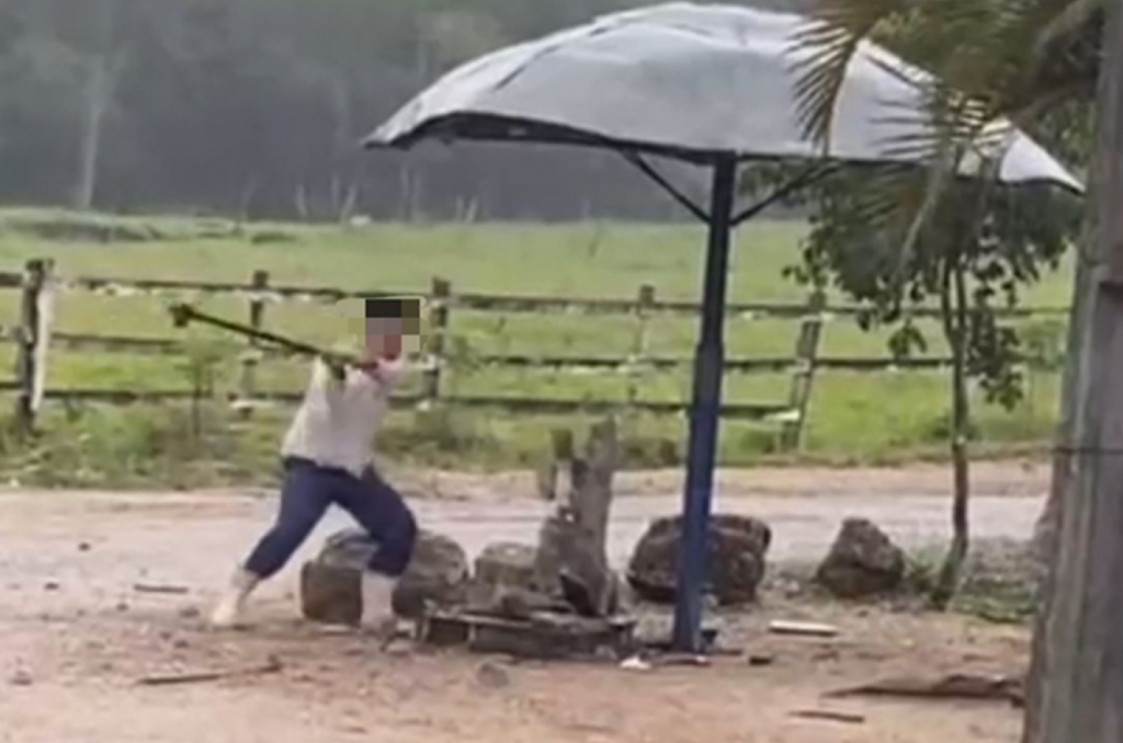 Homem destrói bica d’água em Braço do Norte