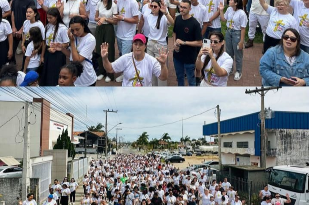Marcha para Jesus reúne centenas de fiéis durante feriado em Capivari de Baixo