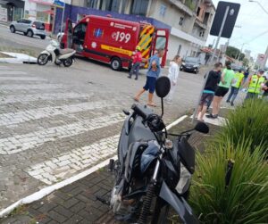 Motociclista fica ferido após colisão entre automóvel e motocicleta em Navegantes