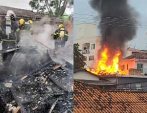 Bombeiros combatem dois incêndios em residências na Grande Florianópolis