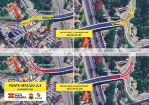 Trânsito da Ponte Hercílio Luz testa novo esquema para desafogar fluxo
