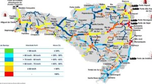 Mapa aponta alta probabilidade de atrasos no trânsito das rodovias de SC