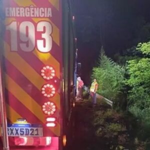 Caminhonete sai da pista e cai em ribanceira na BR-101