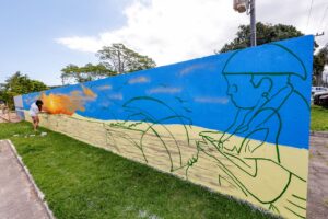 Artes em grafite para conscientizar sobre saneamento nas estações da Casan