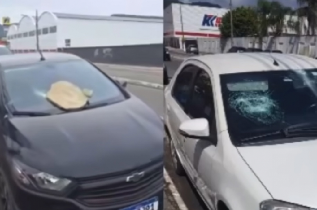 Carros são vandalizados em avenida de Tubarão