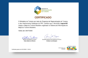 Laguna recebe Certificado do Mapa do Turismo Brasileiro