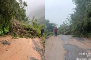 Serra do Corvo Branco é interditada após queda de barreira