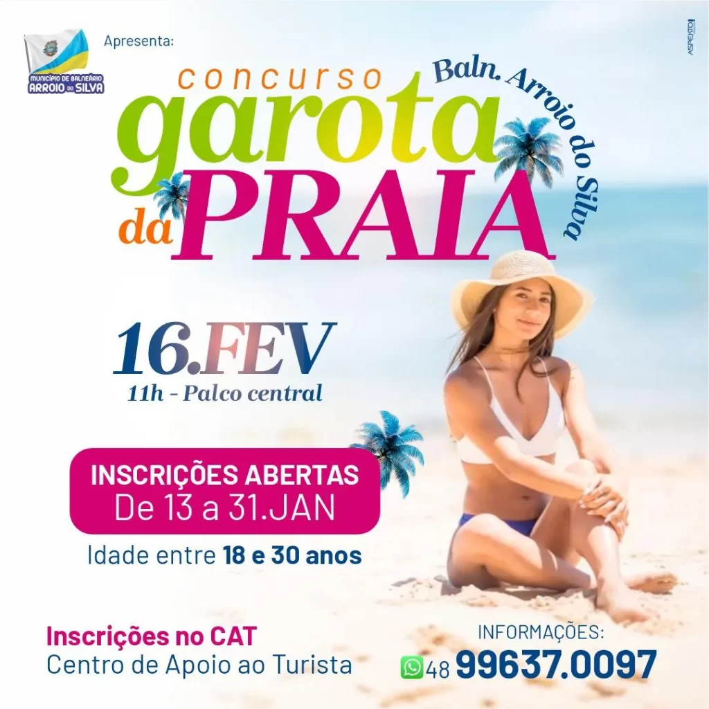 Banner do concurso Garota da Praia, em Arroio do Silva