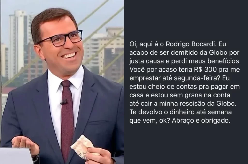 Rodrigo Bocardi e mensagem se passando por ele