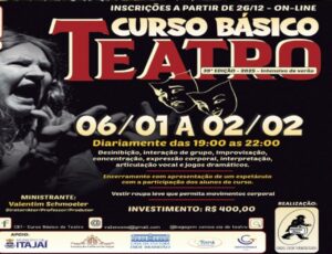 Itajaí realiza curso de teatro de 6 de janeiro a 2 de fevereiro