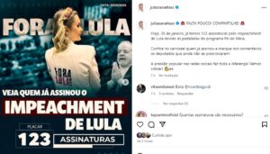 Júlia Zanatta mobiliza impeachment de Lula: entenda