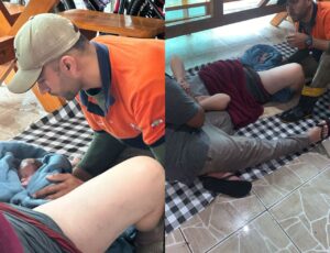 Mulher dá à luz em meio a enchente em Camboriú