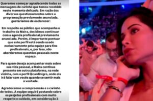 “Um vazio que não sei explicar”, diz Maíra Cardi sobre morte de bebê