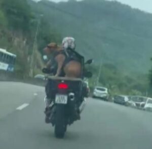 Cachorro é flagrado na garupa de motocicleta