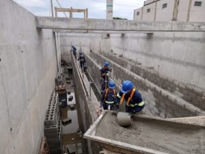 ETE Insular recebe concretagem e avança na ampliação