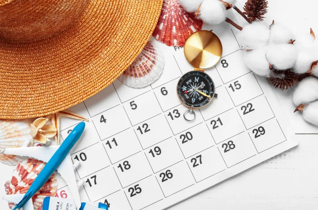 Ilustração de um calendário com os feriados