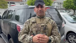 Comandante Bruno Alves de Morais falando sobre a simulação em Nova Veneza
