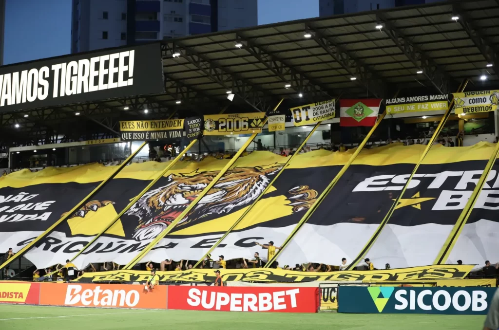 Torcida do Criciúma no estádio Heriberto Hülse durante jogo