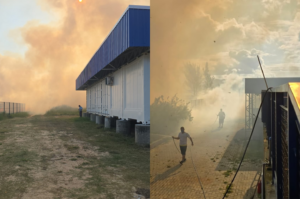 Incêndio em área de vegetação quase atinge laboratório