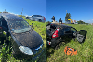 Veículo sai da pista na BR-101 em Jaguaruna