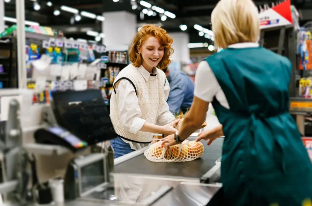 Ilustração de funcionários de supermercados