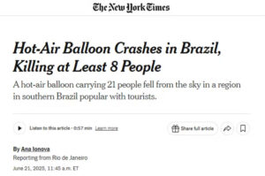 Tragédia com balão repercute globalmente