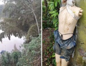 Bombeiros “salvam” manequim em rio de SC