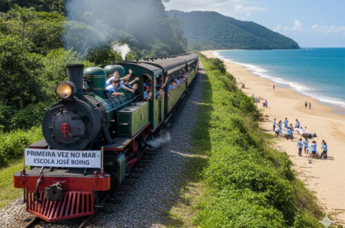 Crianças de Rio Fortuna farão viagem de trem para ver o mar pela primeira vez