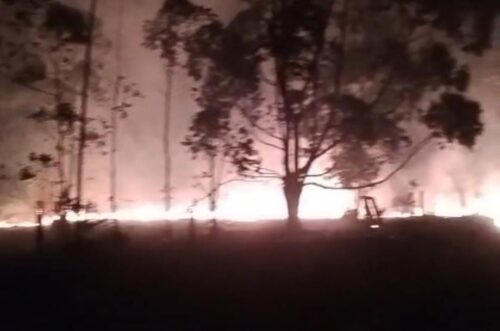Incêndio de grandes proporções mobiliza bombeiros em Araranguá