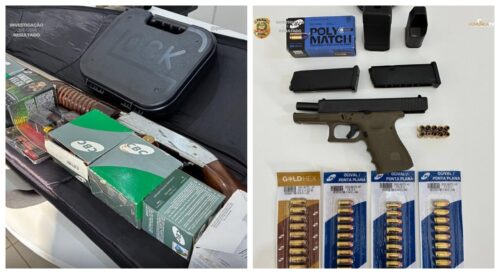 Investigação de caso de violência doméstica resulta em armas de fogo apreendidas em Laguna