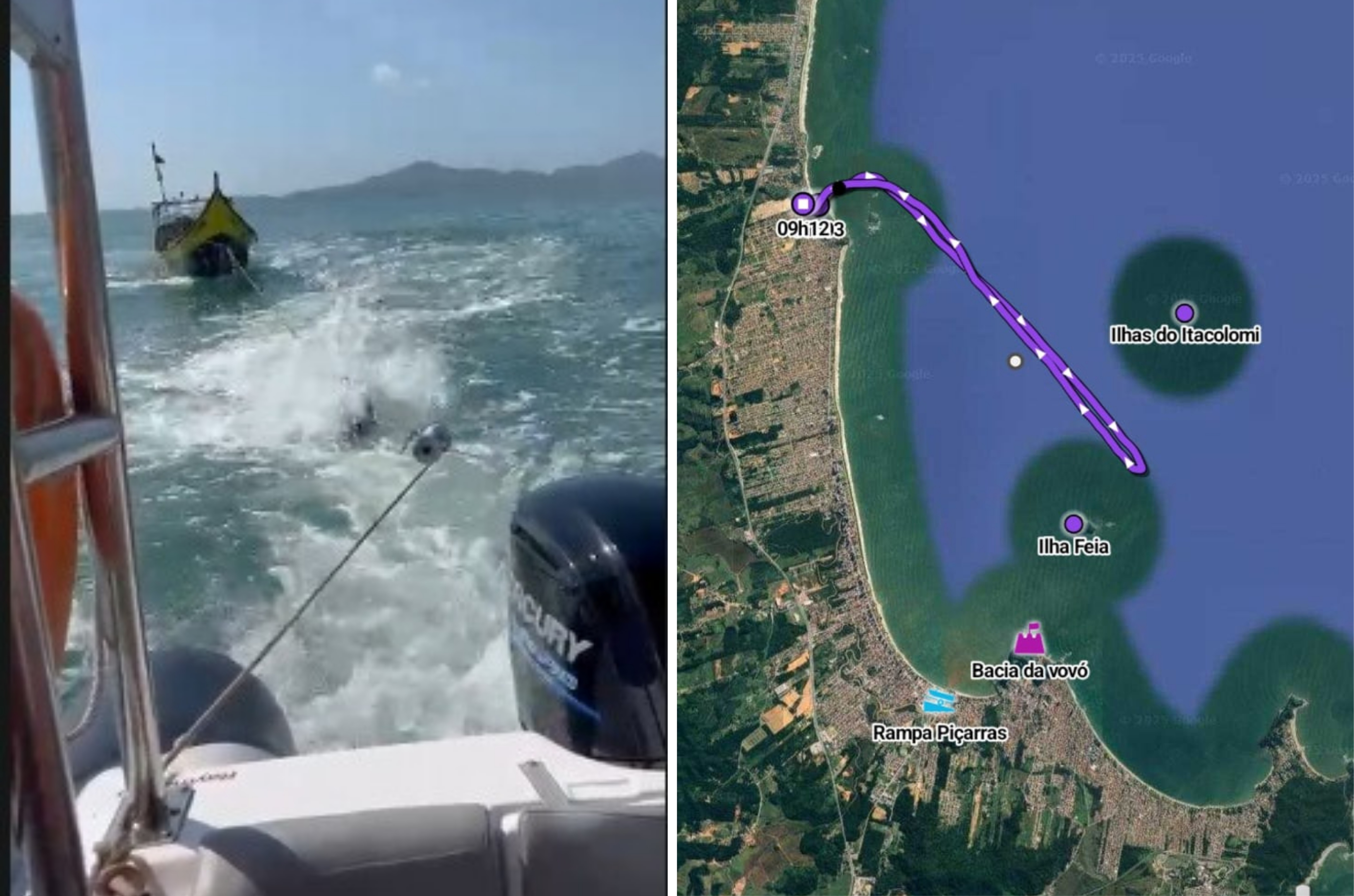 Embarcação com pane mecânica é resgatada próximo à Ilha Feia em Balneário Piçarras