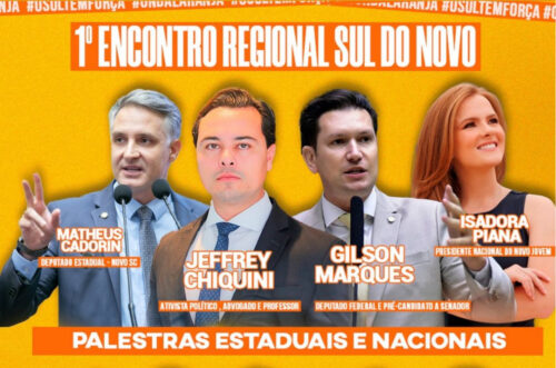 Partido Novo realiza 1º Encontro Regional Sul neste sábado em Criciúma